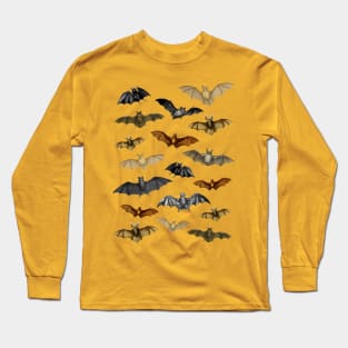 Vintage Dark Academia Bat Illustrations - Halloween Costume Long Sleeve T-Shirt